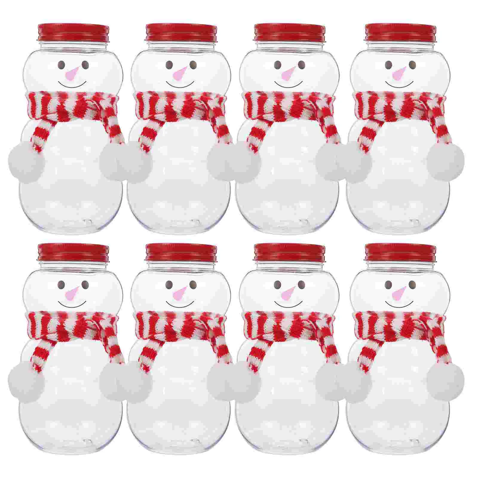 

10 Sets Christmas Bottle Empty Milk Plastic Drink Cups Juice Tea Bottles Candy Jar Lid Beverage Water Adorable