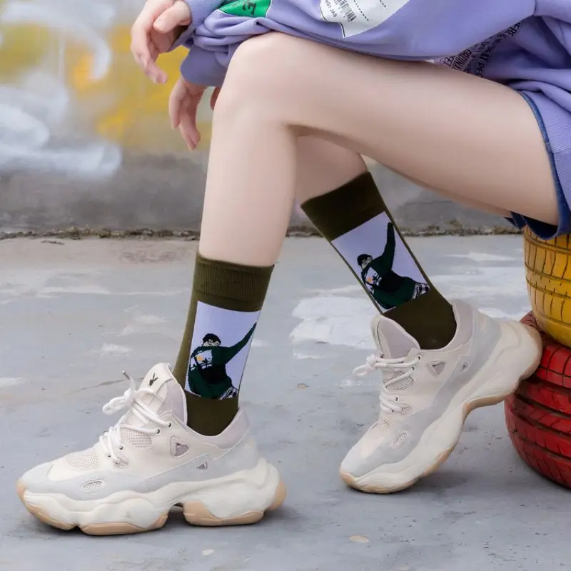5pcs Women's Fashion Cotton Patterned Socks Man Hip Hop Harajuku Streetwear Funny Painting Personality Socks Comfort Crew Socks