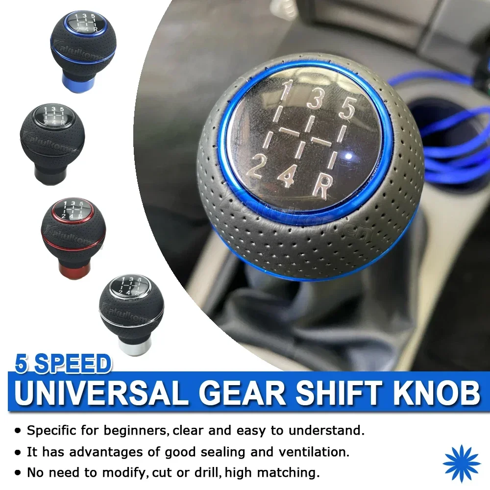 Универсальная кожаная и алюминиевая ручка переключения передач 5 скоростей для M8