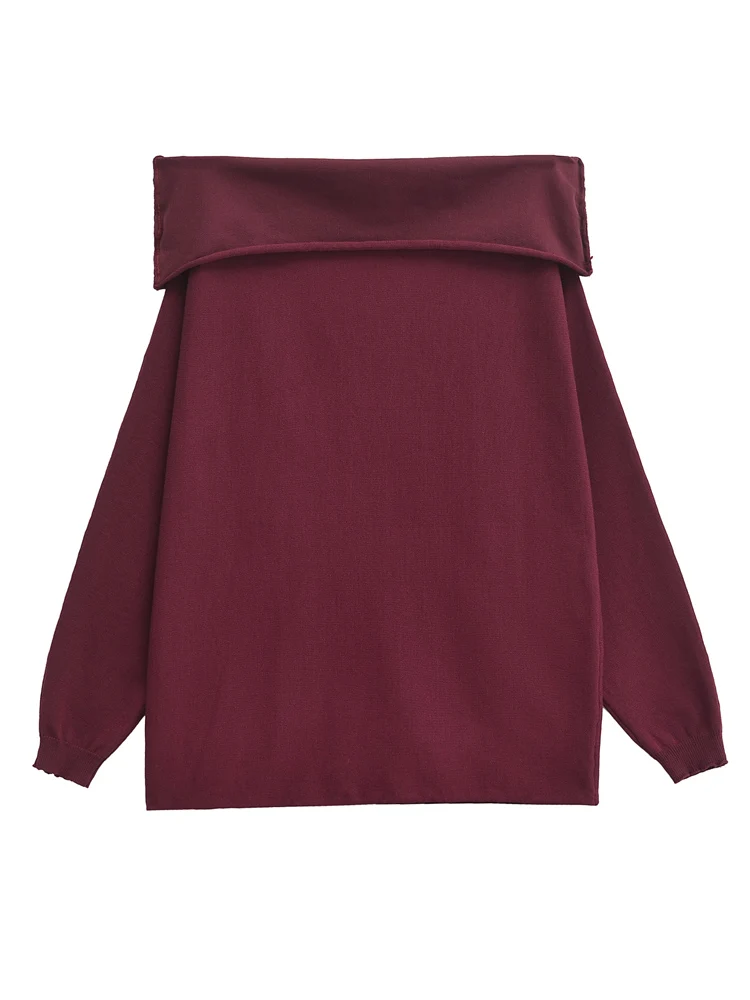 KAOPU ZA женский однотонный вязаный свитер из шерсти и шелка винтажный пуловер с