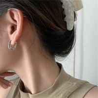 south korea s925 silver graffiti u shaped earrings women retro fashion temperament hip hop earrings ear buckles simple jewelry
