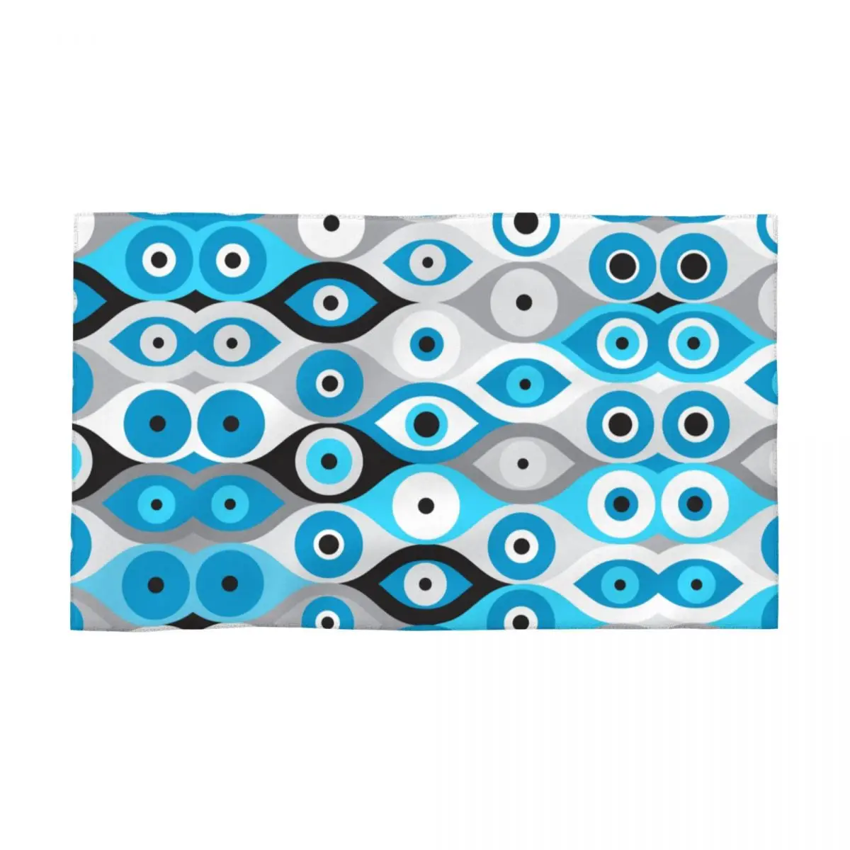 

Greek Evil Eye Pattern Blues And Greys Towel Quick Dry Nazar Amulet Boho Soft Linen Cotton Shower Towels