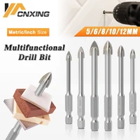 5681012mm cross triangle carbide diamond glass wall ceramic concrete tile metal drill bit marble hex shank woodworking tools