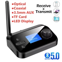 bluetooth 5 0 transmitter receiver tf card optical coaxial aux 3 5mm rca handsfree call wireless audio adapter tv pc car speaker