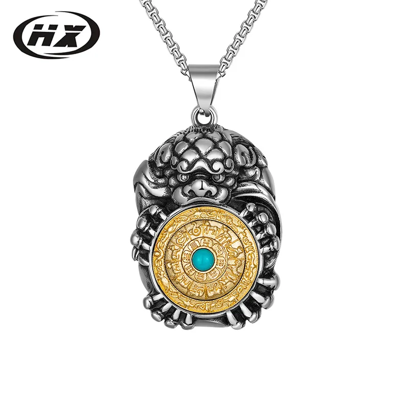 

Titanium Steel Tag Jiugong Bagua Twelve Zodiac Hexagram Stainless Steel Pendant Men Rotatable Tibetan Accessories
