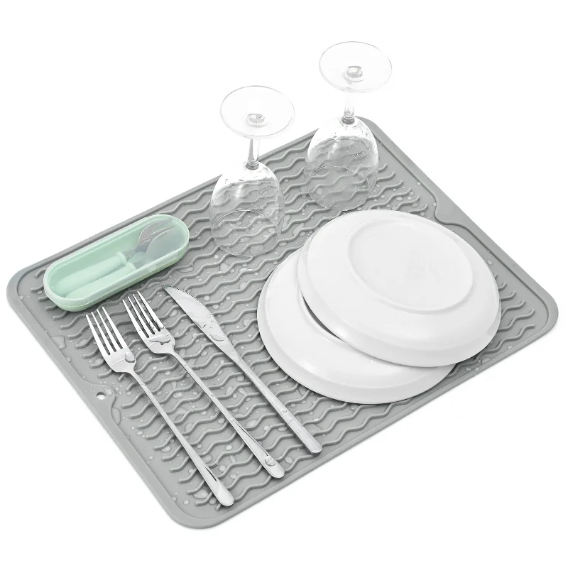 

Non Slip Dish Draining Mat Sink Dry Pad Rubber Insulation Mats Tableware Dishwaser Coaster Kitchen Utensils Placemat 31x21x1.5cm