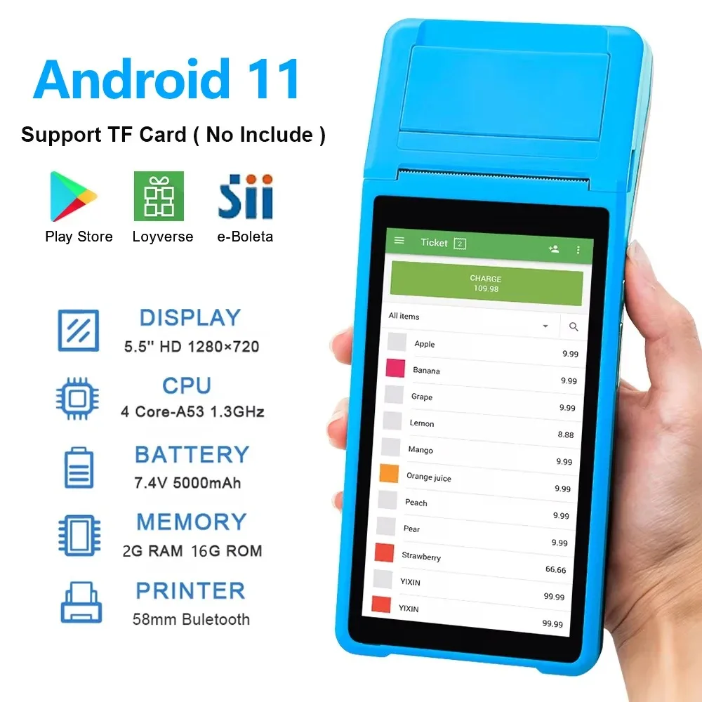 Фото Портативный термопринтер для чеков и билетов 2+16G Q2 Android 11 PDA POS с беспроводным Bluetooth-подключением №3