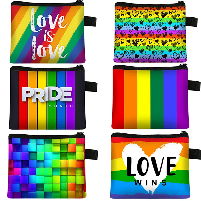 

Bandai Fashion Rainbow Color Printed Key Chain Wallet Portable Card Coin Keychain Storage Bag Polyester Keyring Hot Style