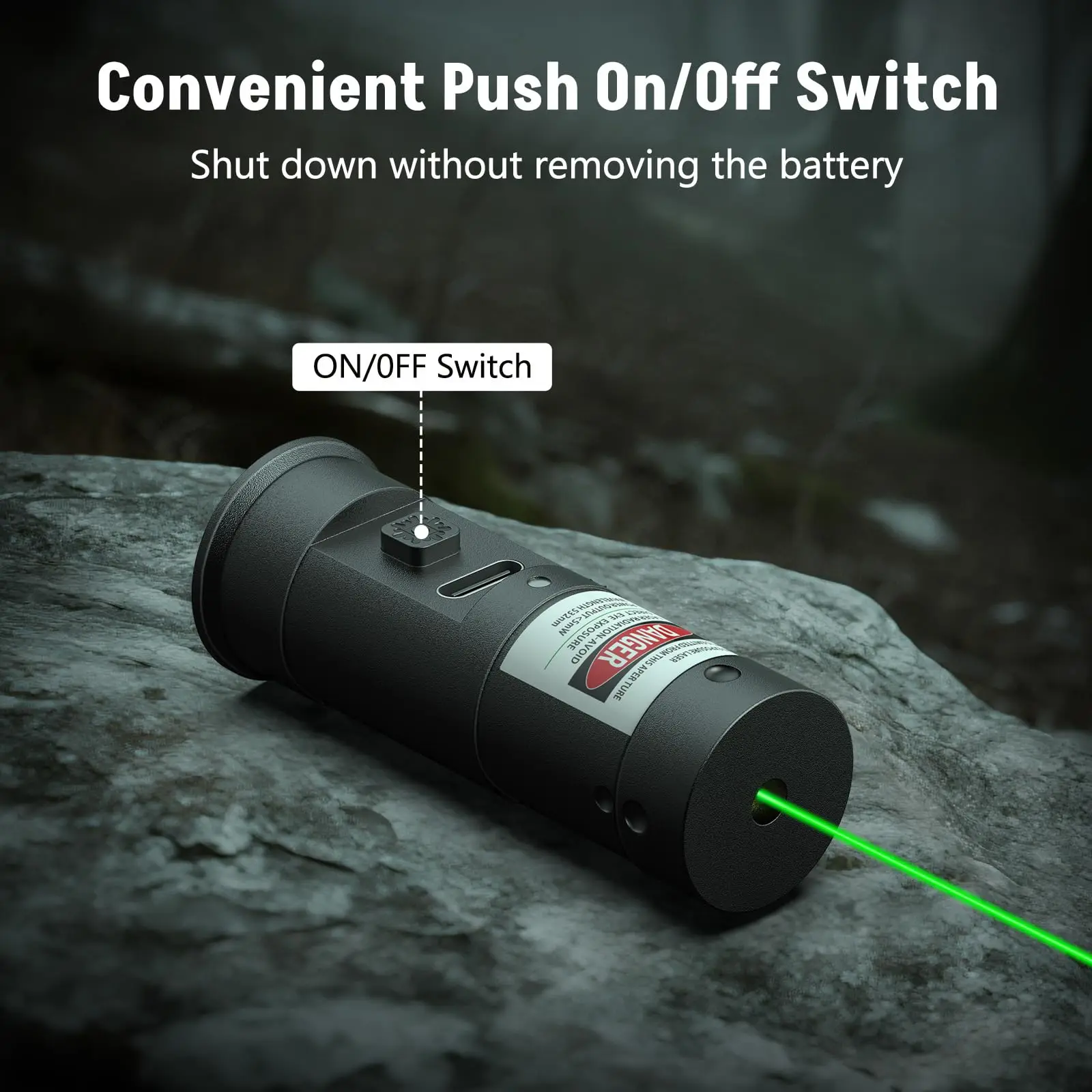 Фото Лазерный прицел MidTen Rechargeable Bore Sight, 12 калибр, зеленый лазер, с кнопкой включения/выключения, для точной настройки прицеливания. №2