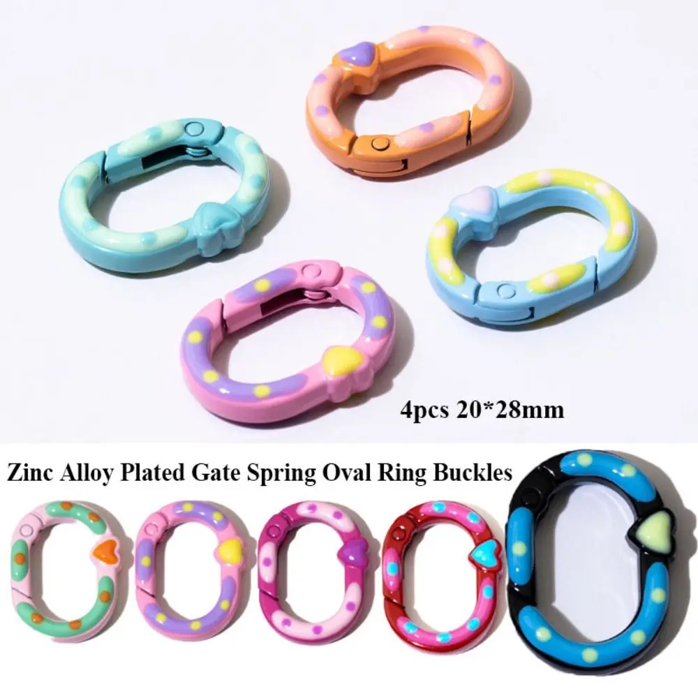 

4pcs Multicolors Spring Oval Ring Buckles High Quality Oval Shape 20*28mm Carabiner Oval Push Trigger Purses Handbags