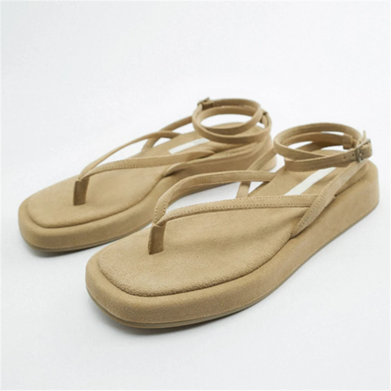 

Сандалии-гладиаторы Женские повседневные, дизайнерские босоножки на плоской толстой подошве, пляжная обувь в богемном стиле, модные шлепанцы, лето