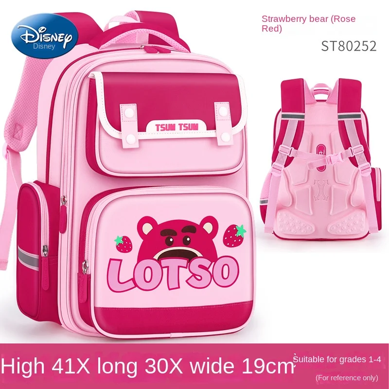 Фото Школьная сумка Disney Lotso для девочек 1-4 классов, ортопедический рюкзак на плечо для учащихся начальной школы, большая вместимость, легкие водонепроницаемые Mochilas №5