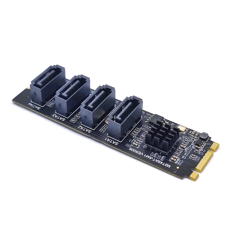 

NVME to SATA Expansion Card M.2 NGFF PCIE M Key 4 Port SATA3 M2 SATA 3 Controller Multiplier HDD SSD Adapter Add on Cards for PC