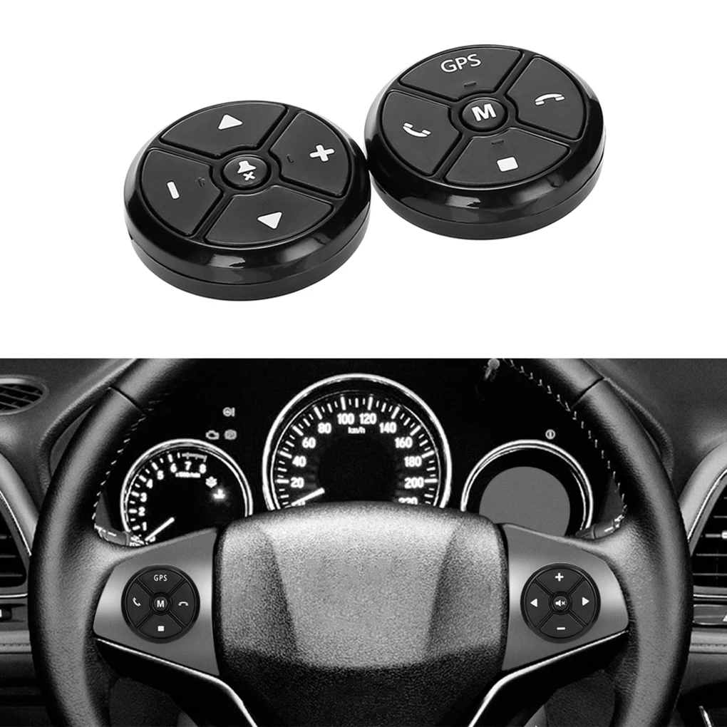 

Universal Car Steering Wheel Controller 4-Key Music Wireless GPS Navigation Remote Control Buttons Black