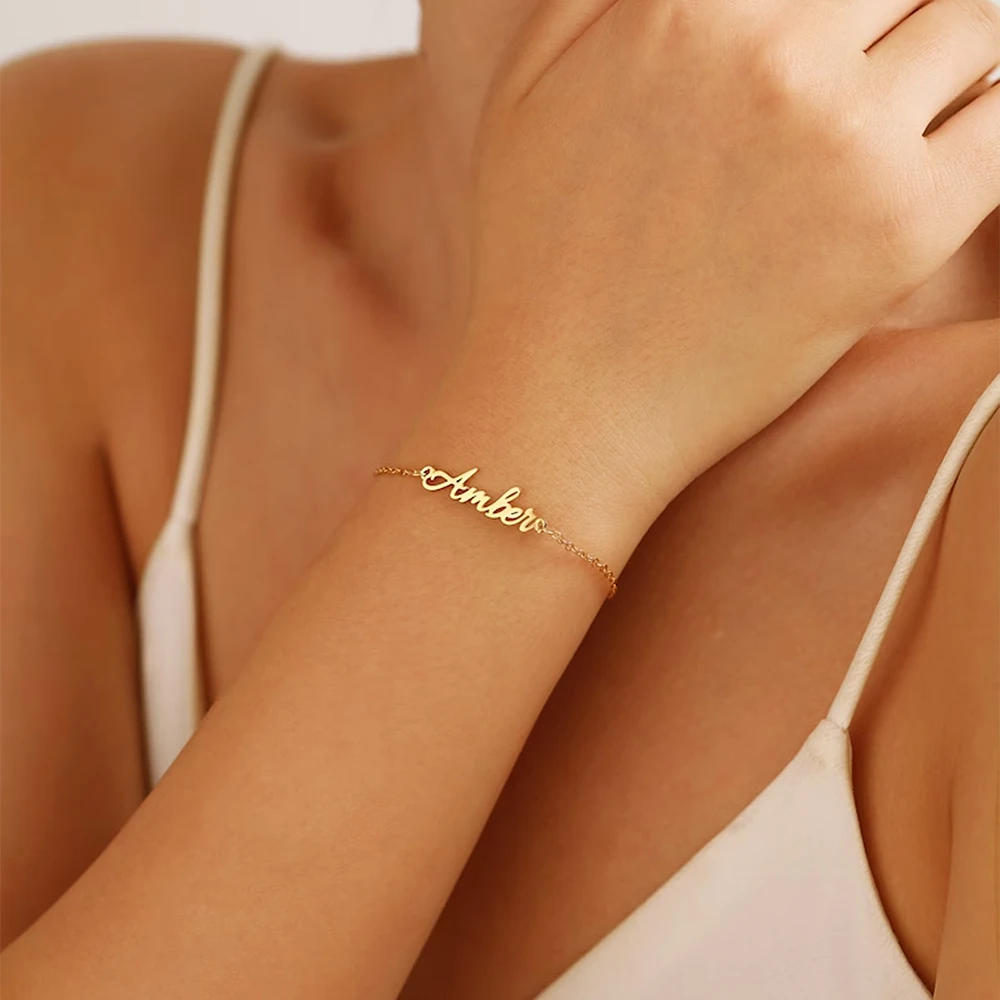 

Personalize Custom Women Bracelet Gold Color Stainless Steel Adjustable Bracelet Girls Charm Party Jewelry Birthday Gifts