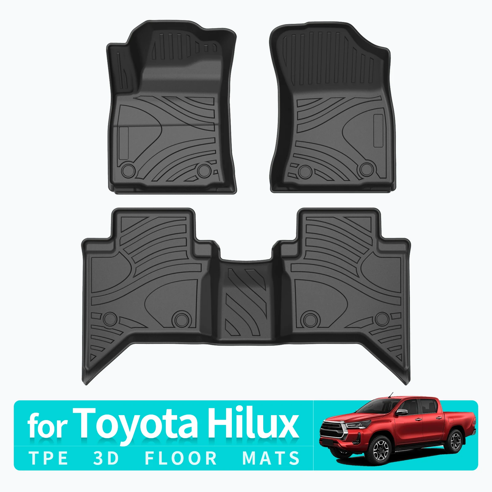 

TPE Floor Mats for Toyota Hilux REVO 2015 - 2022 Car Accessories Waterproof Foot Pad Protection Carpet