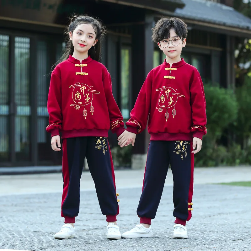 

2022 Hanfu Children's Chinese Ancient Costume Boys Girls Tang Cloths Chinese Style Class Dress Ethnic Style School Uniforms