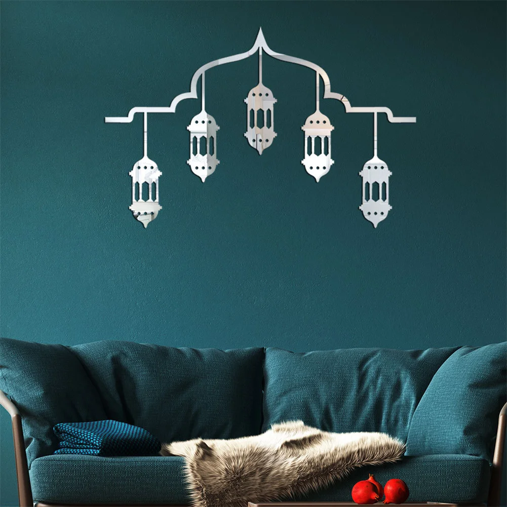 

Allah Muhammad Islamic Mirror Acrylic Wall Art Ramadan Kareem Living Room Decal Eid Mubarak Wall Stickers Home Decor Wallpaper