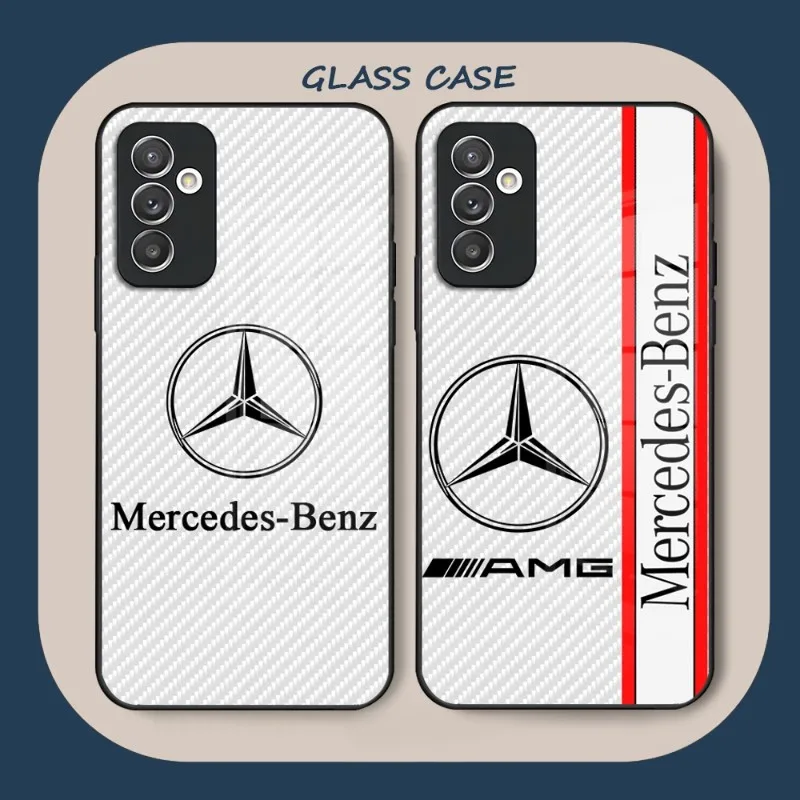 

Luxury Car Mercedes-Benz Phone Case Glass For Samsung S23 S22 S21 S20 S10 A14 A54 A34 A52 A51 A22 A32 FE Ultra Pro Plus Coque
