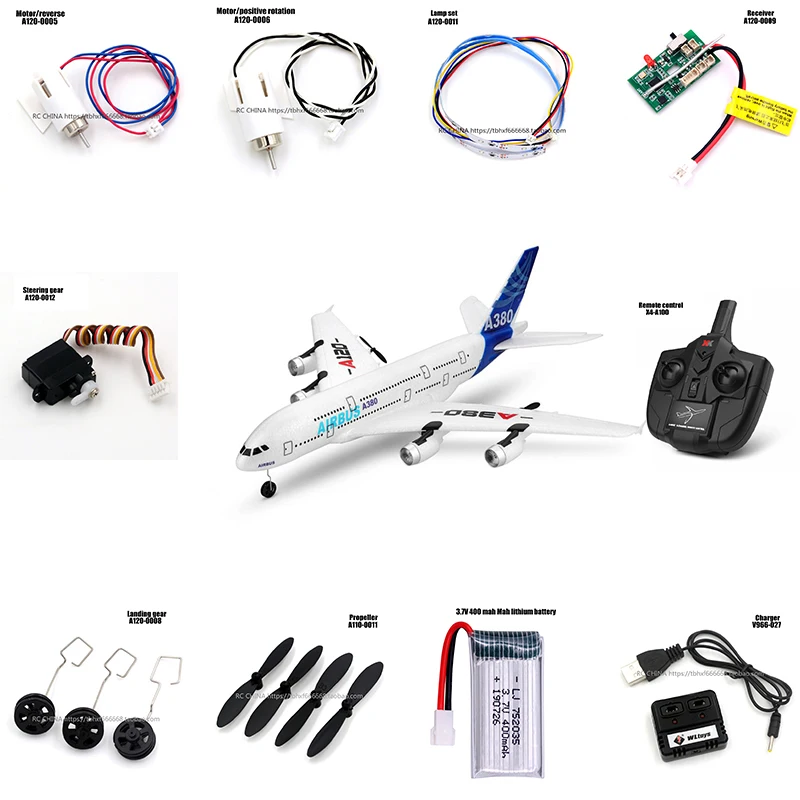 Wltoys XK A120 A380 RC Airplaner запасные части Лопасти пропеллера шасси двигателя приемник сервопривода светильник зарядное устройство дистанционное управление
