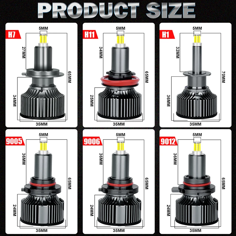 3D 360 H7 H11 H3 Светодиодные фары 1000 Вт Высокая мощность Canbus Led H1 HB3 9005 6000K H8 HB4 9006 H9 9012 HIR2