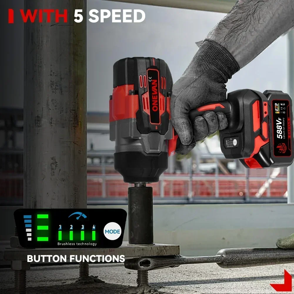 Бесщеточный электрический ударный гайковерт 2800N.M 2800 Вт 1/2 дюйма аккумуляторный