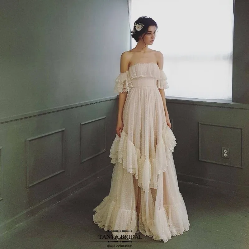 

Женское винтажное свадебное платье без бретелек, ТРАПЕЦИЕВИДНОЕ свадебное платье с коротким рукавом и зубчатыми краями, платье макси для н...