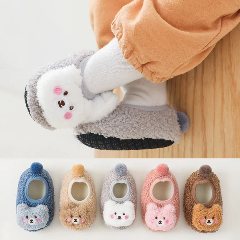 

Симпатичные Нескользящие напольные кроссовки с 3D мультипликационным медведем, весенние Нескользящие ботинки для детей, младенцев, мальчиков и девочек