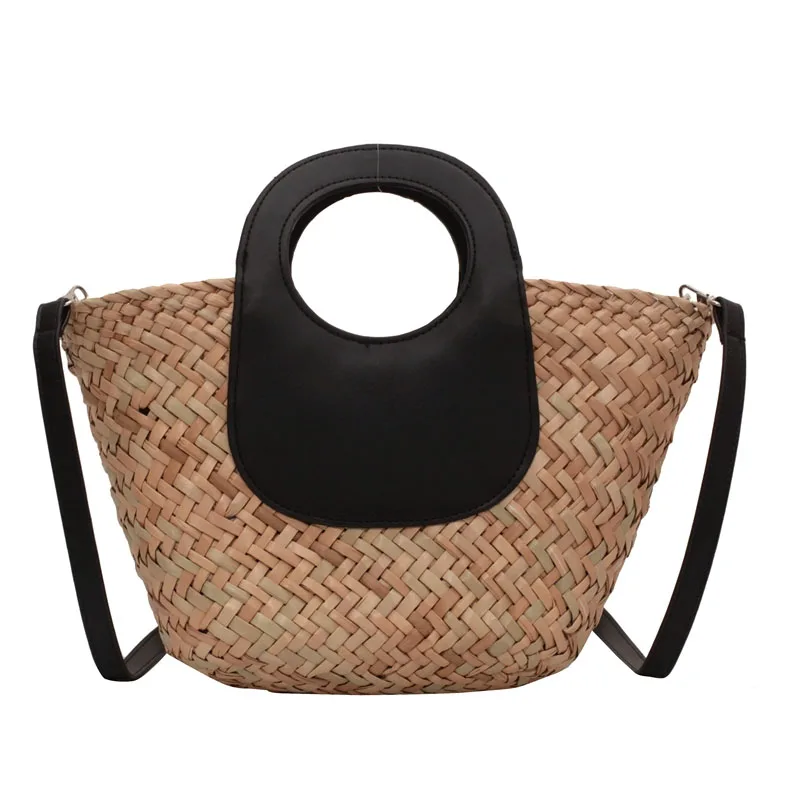 Соломенная Сумка на плечо для женщин Модный богемный пляжный саквояж отпуска