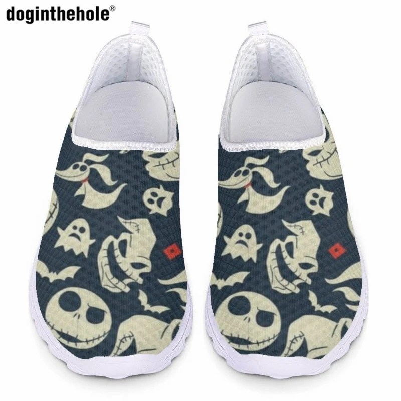 

Doginthehole мультфильм Джек и Салли дизайн женская повседневная плоская обувь модные классические слипоны кроссовки дышащая сетчатая обувь