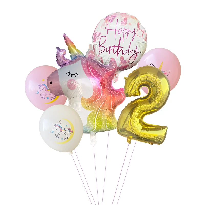 6 шт./компл. украшение для детского дня рождения с единорогом из алюминиевой