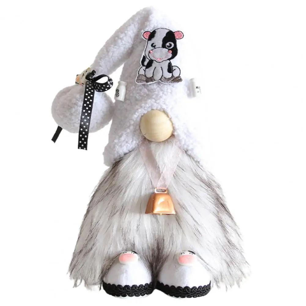

Good Thick Beard Bright Color Dairy Cow Bell Plush Gnome Dwarf Doll Room Decoration Cloth Gnome Ornament for Gifts