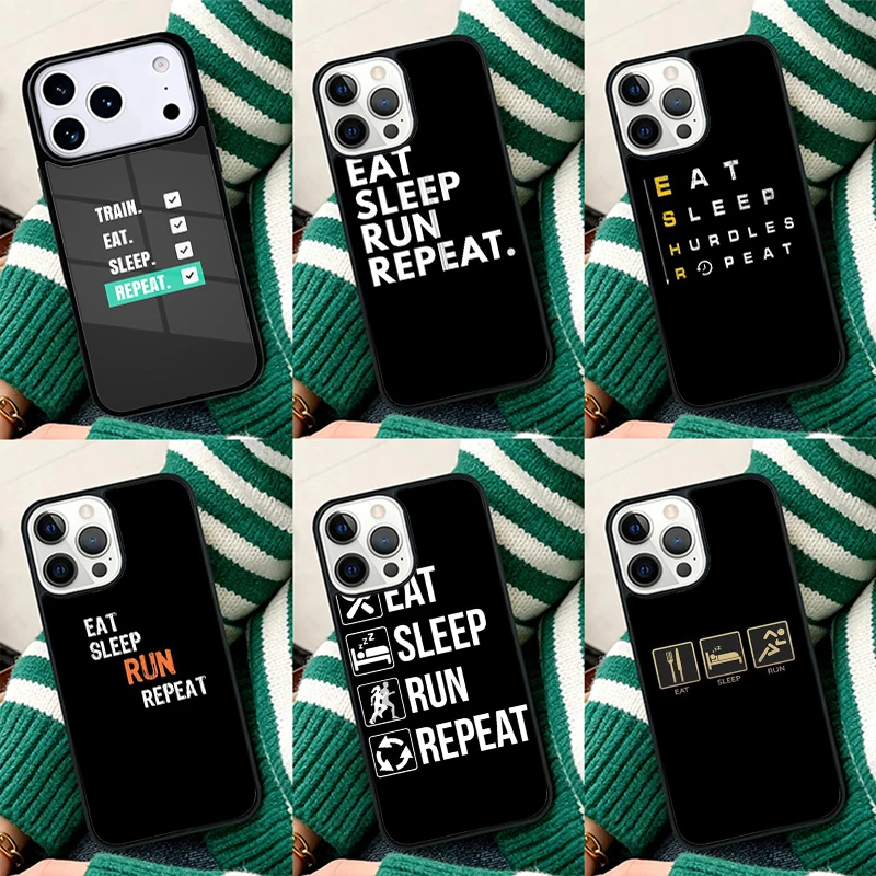 Фото Противоударный чехол EAT SLEEP RUN REPEAT для iPhone 17 Air 16e 15 11 12 14 13 Pro Max №1