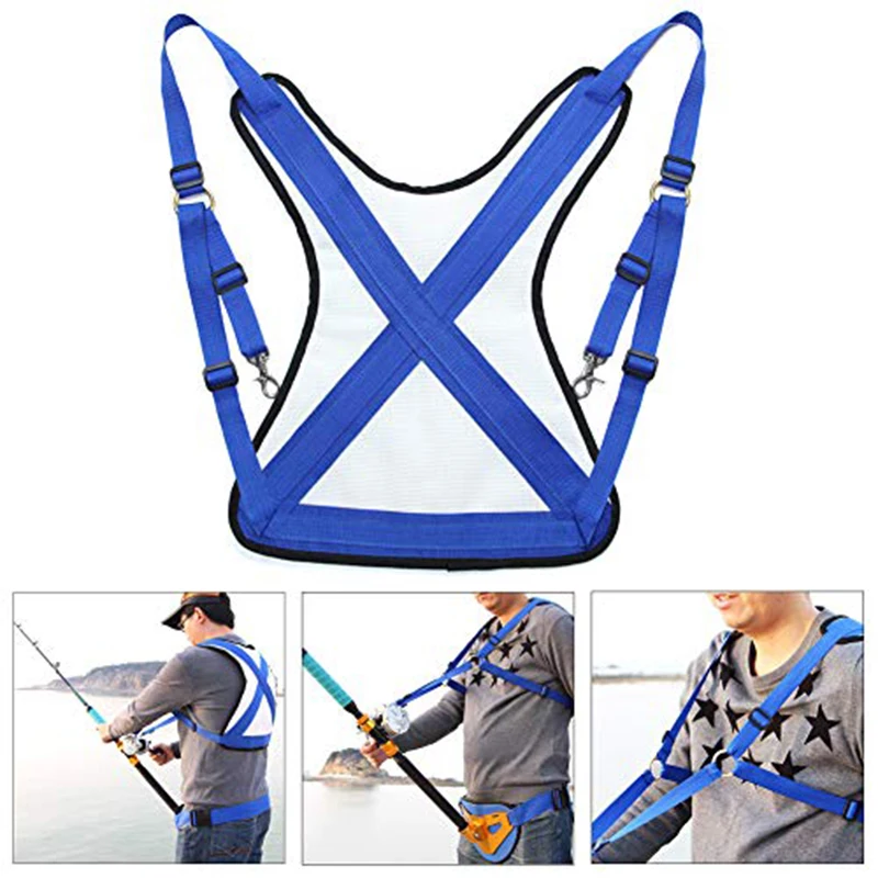 

PRO BEROS Adjustable Sea Fishing Rod Holder Vest Fishing Shoulder Back Harness Boat Shoulder Vest for Fishing Big Fish