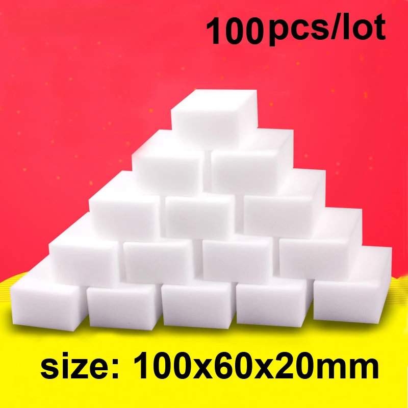 

100 Pcs/lot Melamine Sponge Magic Sponge Eraser Kitchen Melamine Sponge Cleaner Cleaning Sponge for Office Bathroom
