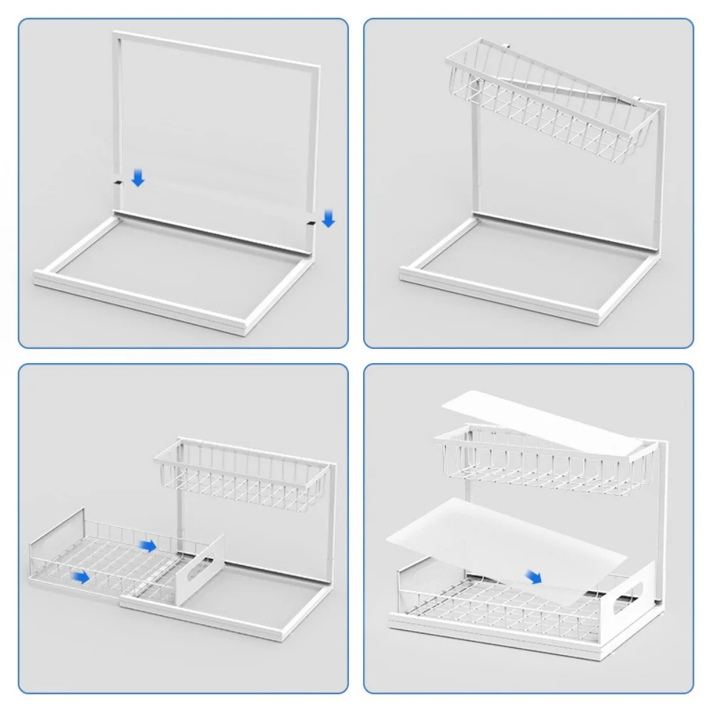 2-уровневый выдвижной ящик для дома кухни органайзер хранения под раковиной