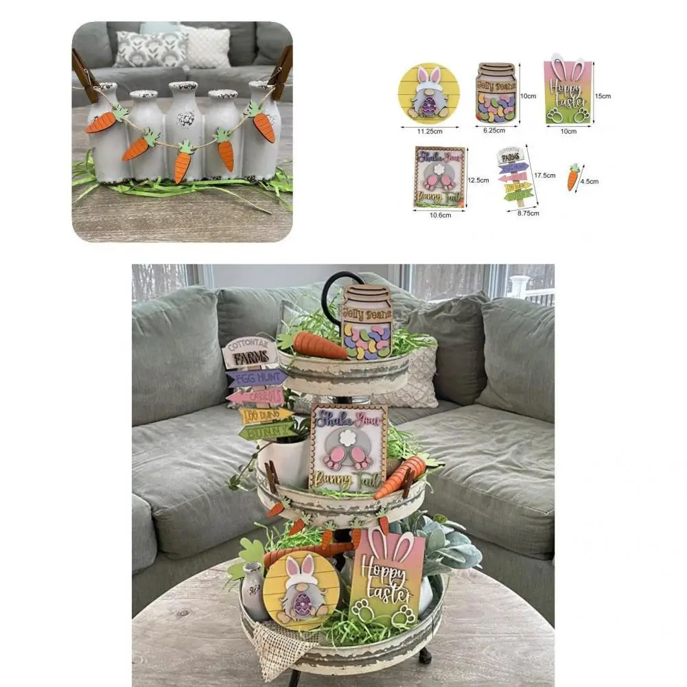 

Eco-Friendly 1 Set Useful Clear Print Tiered Tray Decoration Interesting Flat Easter Tiered Tray Decor Colorful for Party