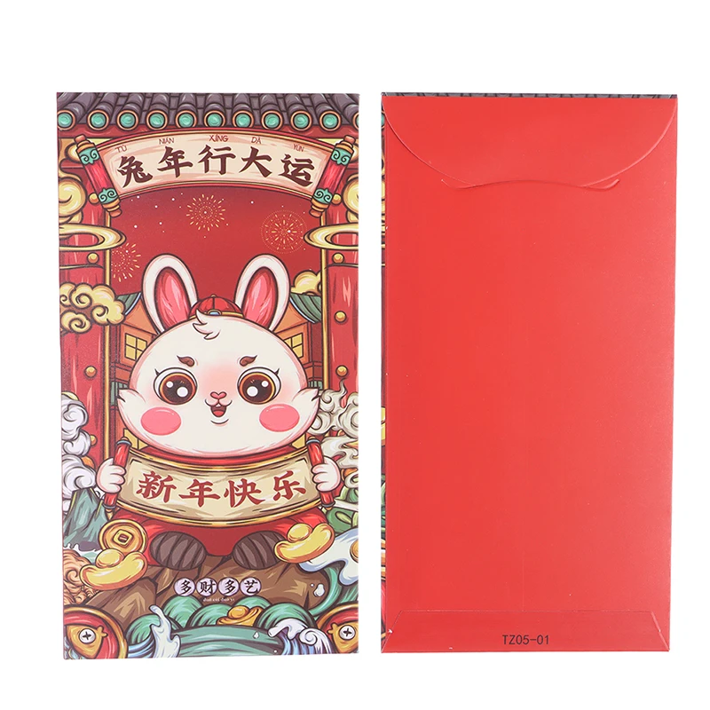 

6PCS/set Chinese New Year Cartoon Rabbit Red Envelopes 2023 Year of Rabbit Hong Bao Zodiac Red Packets for New Year Party