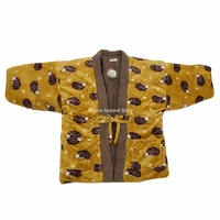 traditional kimono winter haori women cardigan coral fleece hedgehog pattern keep warm home wear japanese clothes hanten coats