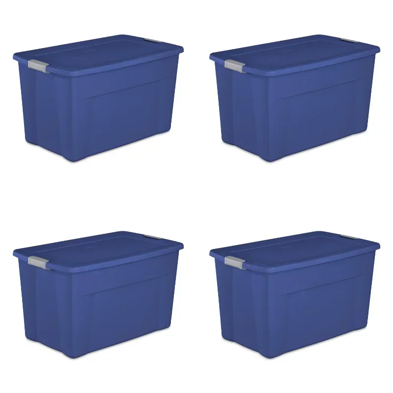 

Sterilite 35 Gallon Latch Tote Plastic, Stadium Blue, Set of 4