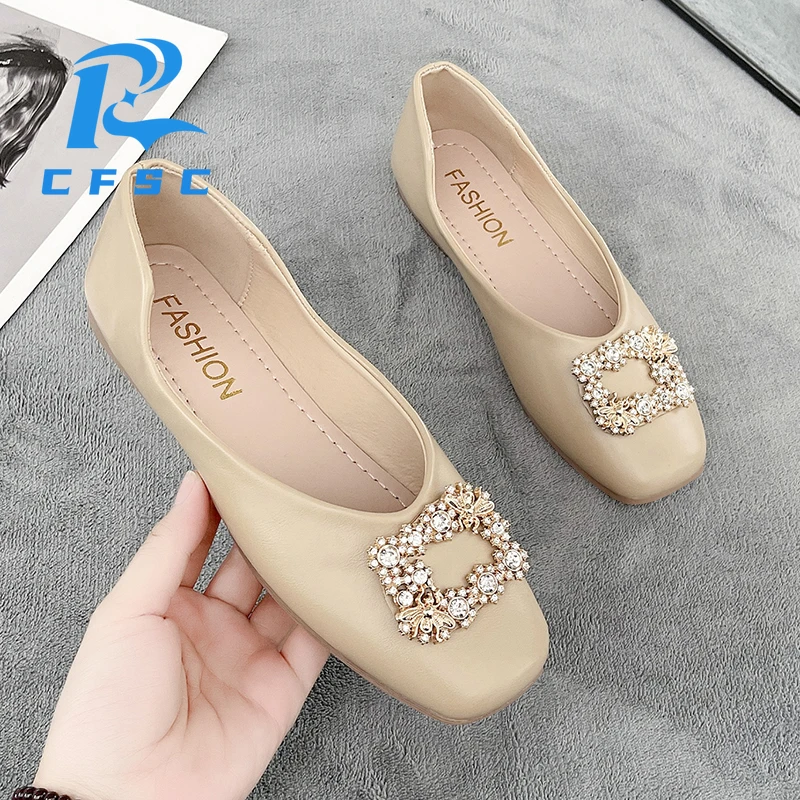 

Casual Woman Shoe Square Toe Autumn Female Footwear Soft Elegant Modis Fall Dress Comfortable New Summer 2022 Flats Shoes Women