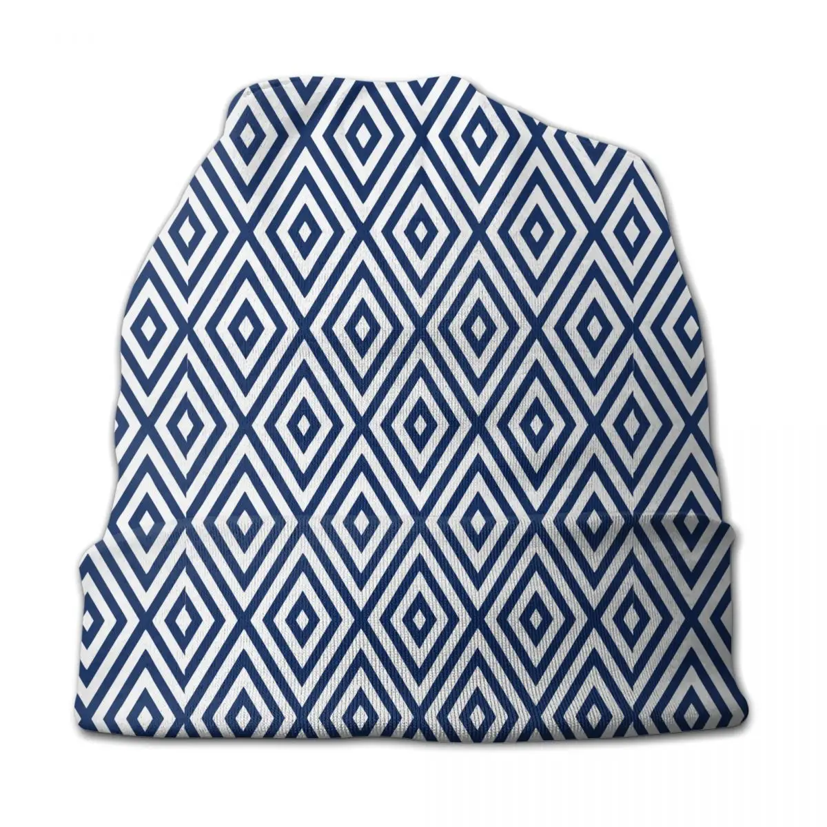 

Шапка-бини с геометрическим рисунком, трикотажная шапка цвета индиго, темно-синего цвета, в стиле бохо, в морском стиле, двухцелевая, весна