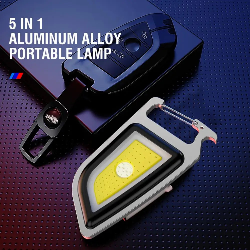 

Portable Cob Led Keychain Flashlight Multifunctional Magnetic Work Light Floodlight Bottle Opener