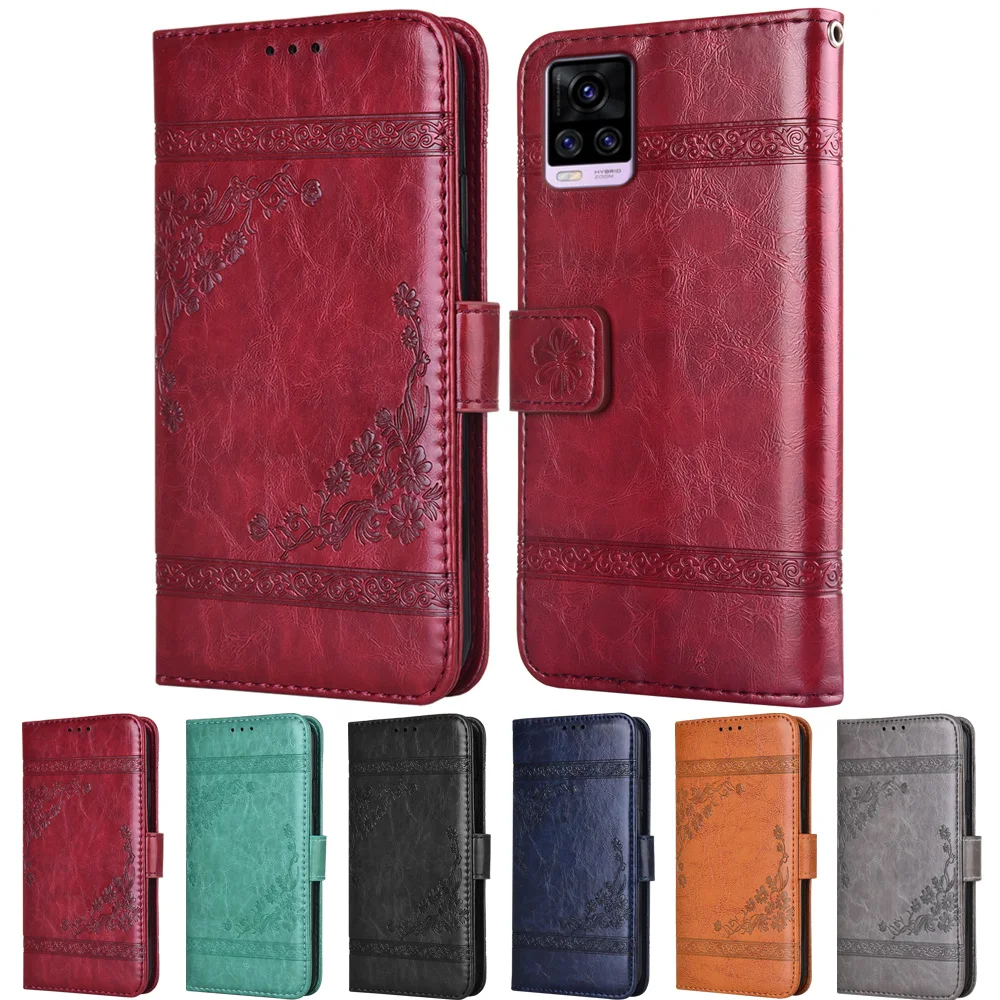 

Роскошный кожаный чехол-книжка для Vivo V20 2021 Capa Phone Bag чехлы с цветами s