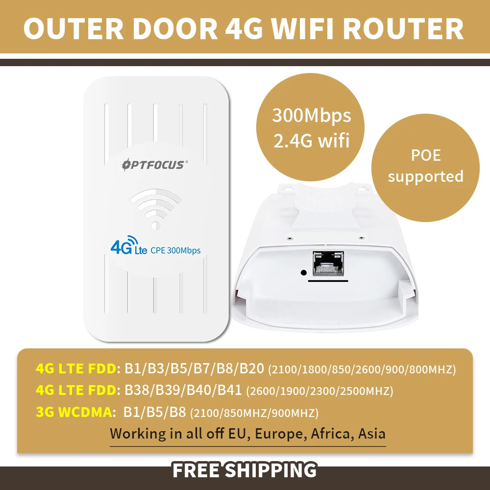 OPTFOCUS для IP-камеры сети 4G POE маршрут внешний IP54 300 Мбит/с ЕС Азиатский диапазон