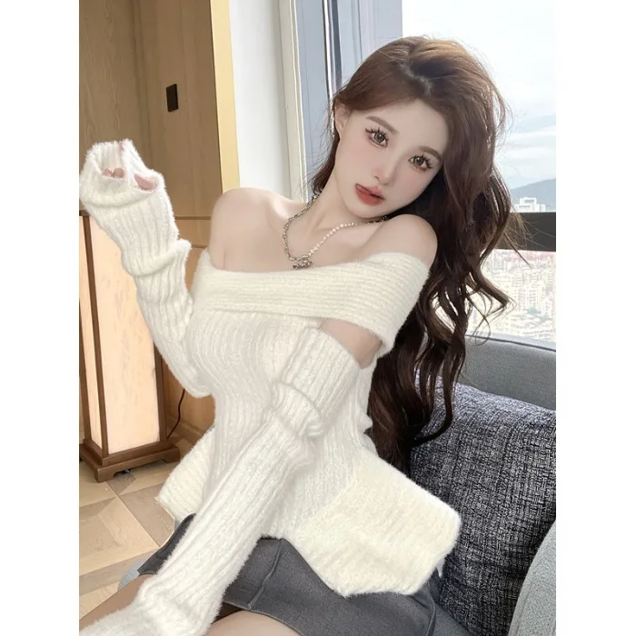 Pure Desire Sle Design Sense свитер с открытым вырезом женский осенний новый Gyaru облегающий