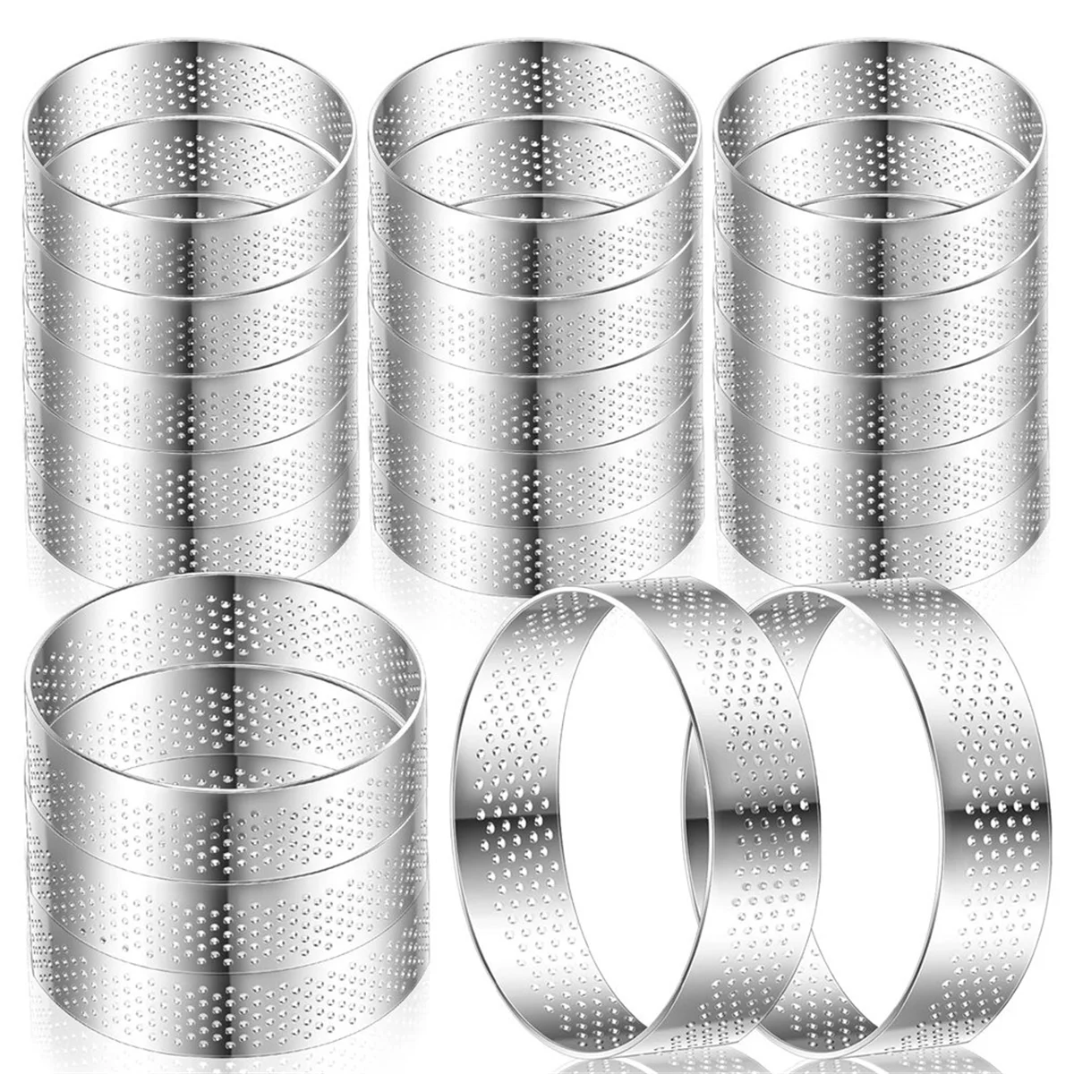 20 шт. 3-дюймовые перфорированные кольца для пирогов круглые из нержавеющей стали