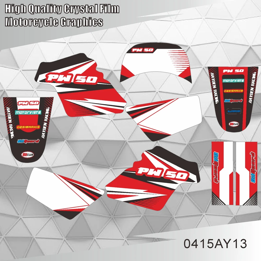 

Для YAMAHA PW50 PW50 полная графика наклейки наклейки мотоцикл фон индивидуальный номер имя