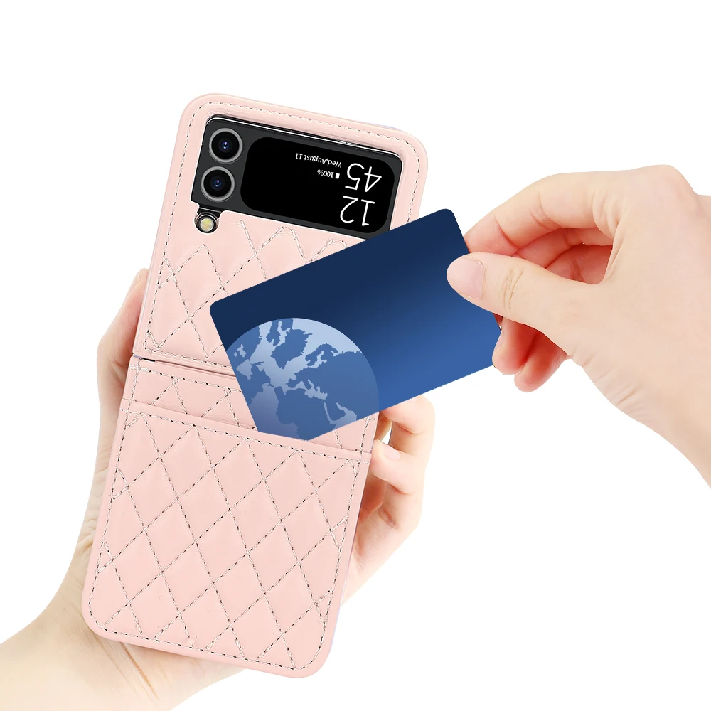 Фото VIETAO мягкий кожаный чехол с отделением для карт для samsung galaxy z flip 4, чехол для мобильного телефона с браслетом galaxy z flip 4 №1