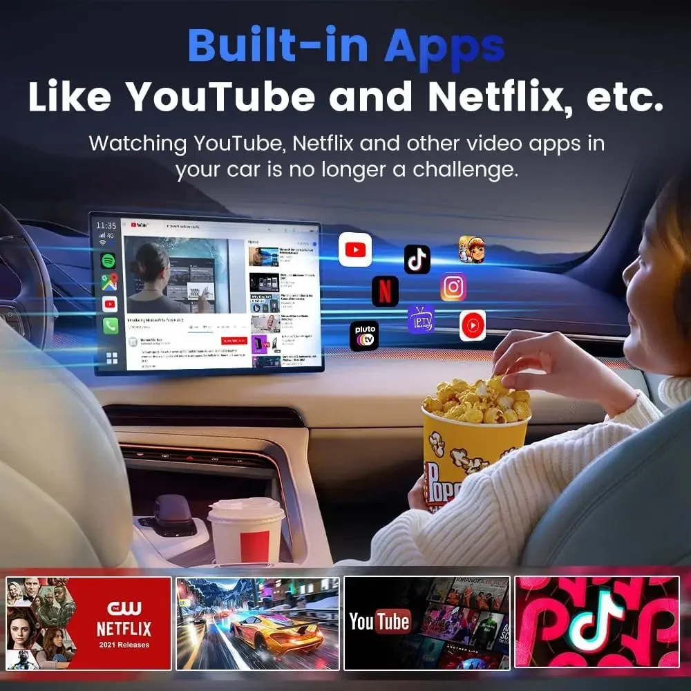 Фото Беспроводной CarPlay AI Box SM6350 Android 15: Умный автомобильный мультимедийный центр 8 ГБ/128 ГБ, 12 ГБ/256 ГБ с Netflix, YouTube и Android Auto №4